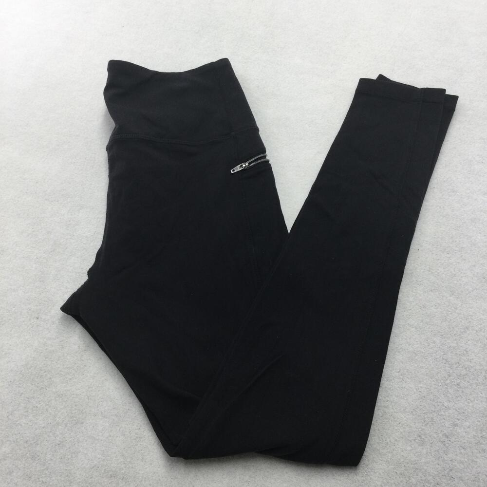 Athleta Leggings Womens Small Black Ankle Zip Pockets Stretch Activewear